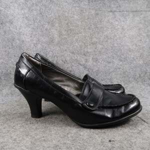 Madeline Stuart Shoes Womens 8.5 Heels Pumps Black Loafer Moc Toe Classic Y2k